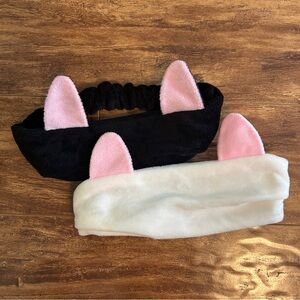 NWOT Cat ears headband kitty hairband stretchy black white pink cute soft girl